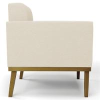 Poltrona Base Madeira Castanho Kit 2 Ana Linho Bege - Ibiza