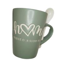 Caneca De Cerâmica Home Com Colher Verde - 1