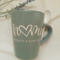 Caneca De Cerâmica Home Com Colher Verde - 3