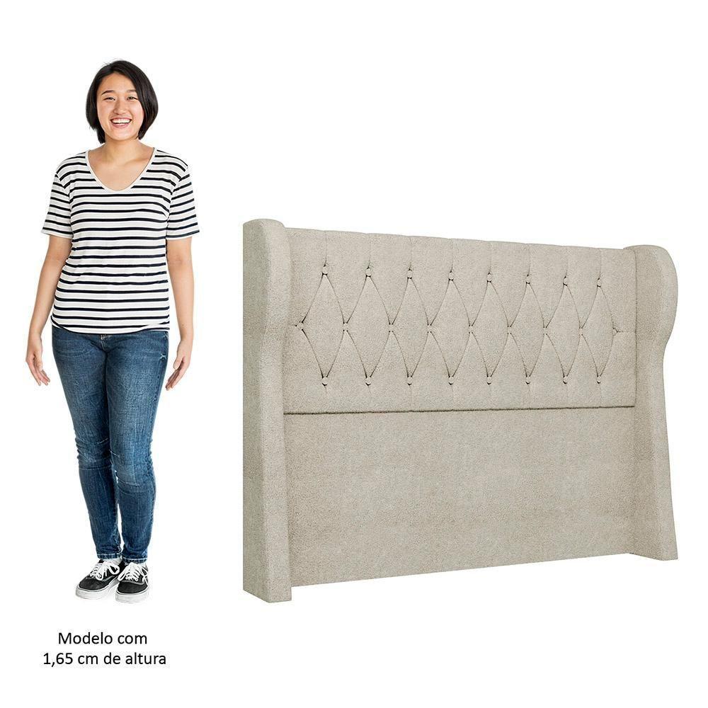 Cabeceira Casal Cama Box 140cm Malva I02 Bouclê Bege - Mpozenato - 5