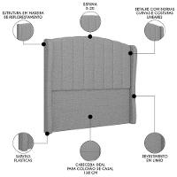 Cabeceira Casal Cama Box 140cm Glenda I02 Linho Cinza - Mpozenato - 3