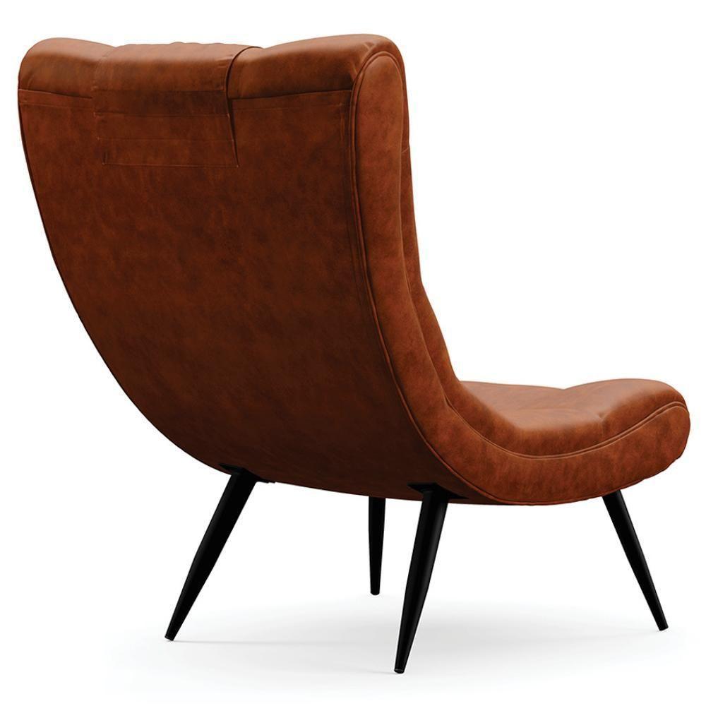 Poltrona Decorativa Para Sala De Estar Com Almofada E Pés Palito Lord Sintético Nozes - Ibiza - 7