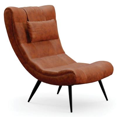 Poltrona Decorativa Para Sala De Estar Com Almofada E Pés Palito Lord Sintético Nozes - Ibiza