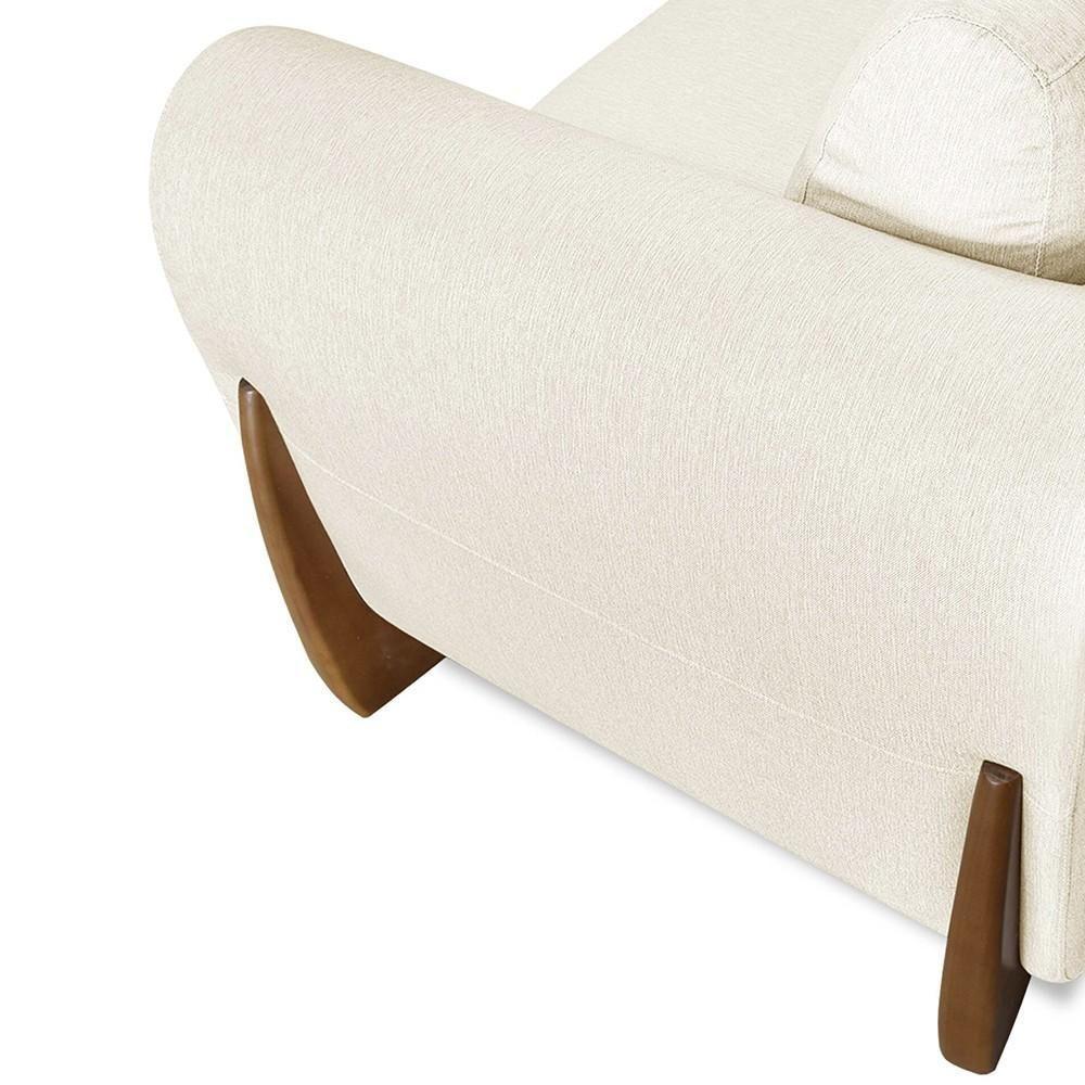 Poltrona Para Sala Base De Madeira Kit 2 Izzy S06 Linho Natural - Mpozenato - 10