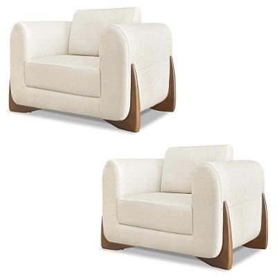 Poltrona Para Sala Kit 2 Izzy S06 Linho Natural Mel Mpozenato