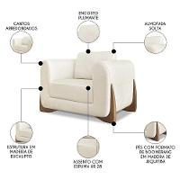 Poltrona Para Sala Base De Madeira Kit 2 Izzy S06 Linho Natural - Mpozenato - 3