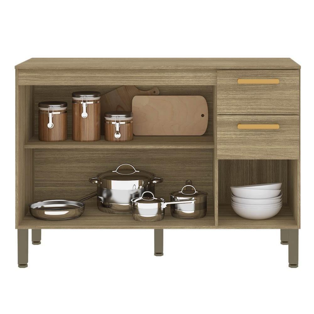 Balcão Gabinete Para Pia Com Tampo 120cm Urban K02 Freijó - Mpozenato - 3