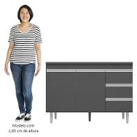 Balcão Gabinete Para Pia 120cm Com Tampo 2 Portas Andréia Cinza - Ajl Móveis - 5