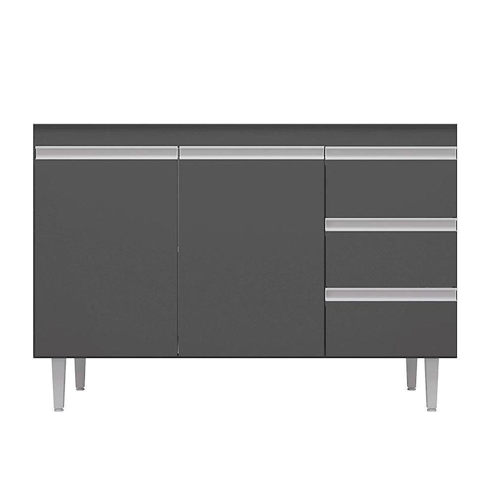 Balcão Gabinete Para Pia 100cm 2 Portas Andréia Cinza - Ajl Móveis - 1