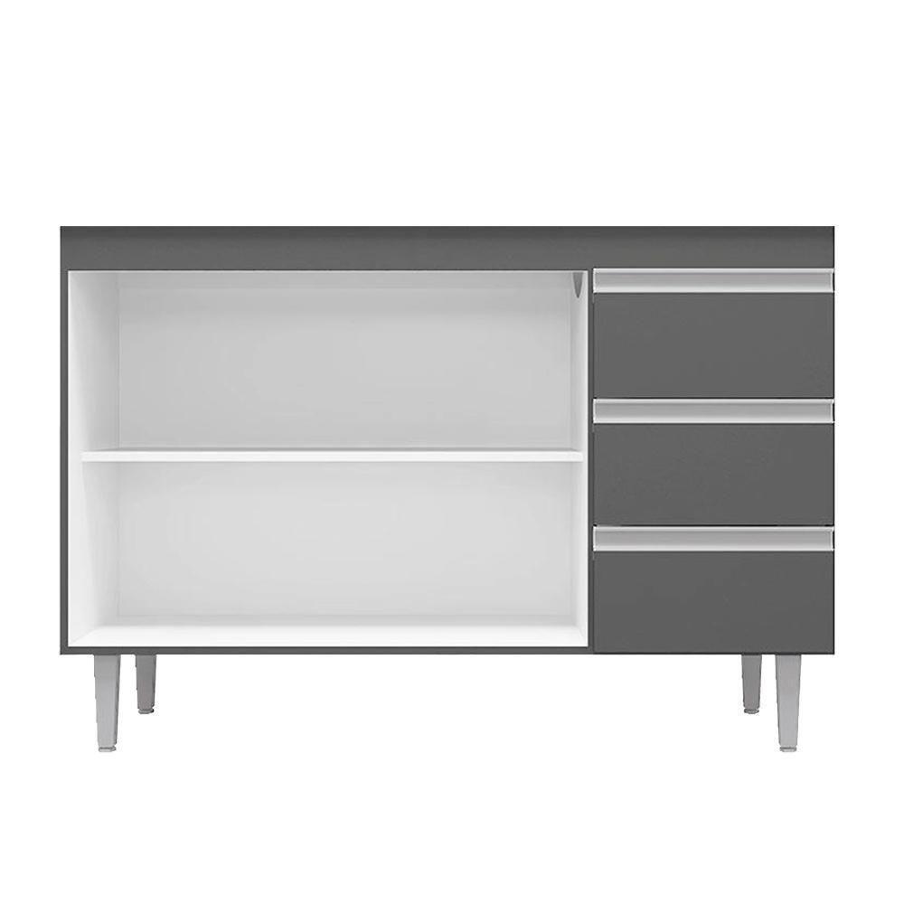 Balcão Gabinete Para Pia 100cm 2 Portas Andréia Cinza - Ajl Móveis - 6