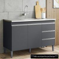 Balcão Gabinete Para Pia 100cm 2 Portas Andréia Cinza - Ajl Móveis - 2