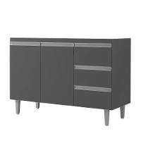 Balcão Gabinete Para Pia 100cm 2 Portas Andréia Cinza - Ajl Móveis - 3