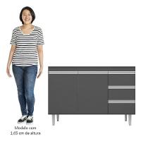 Balcão Gabinete Para Pia 100cm 2 Portas Andréia Cinza - Ajl Móveis - 5