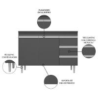 Balcão Gabinete Para Pia 100cm 2 Portas Andréia Cinza - Ajl Móveis - 7