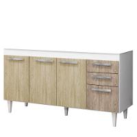 Balcão Gabinete Para Pia 150cm Sem Tampo Lisboa - Lumil Branco-castanho - 3