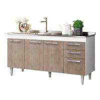 Balcão Gabinete Com Pia Inox 150cm Lisboa - Lumil Móveis Branco - 1