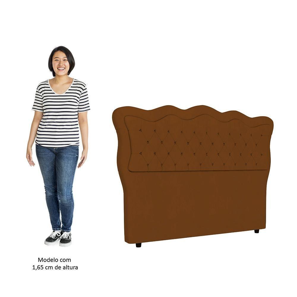 Cabeceira Casal Queen Cama Box 160cm Oregon I02 Veludo Terracota - Mpozenato - 3