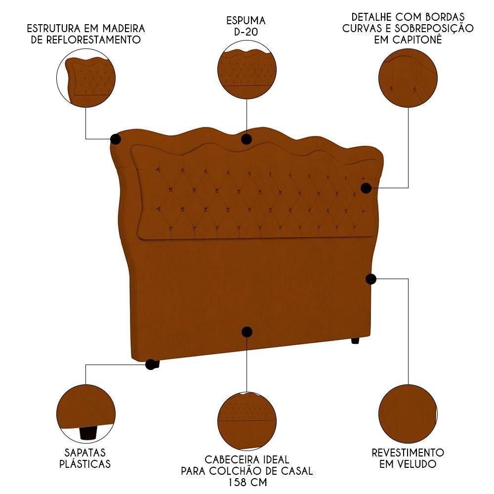Cabeceira Casal Queen Cama Box 160cm Oregon I02 Veludo Terracota - Mpozenato - 4