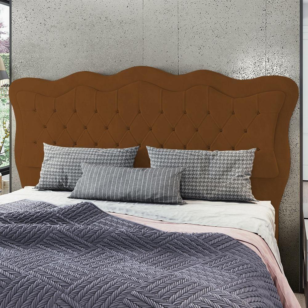 Cabeceira Casal Queen Cama Box 160cm Oregon I02 Veludo Terracota - Mpozenato - 6