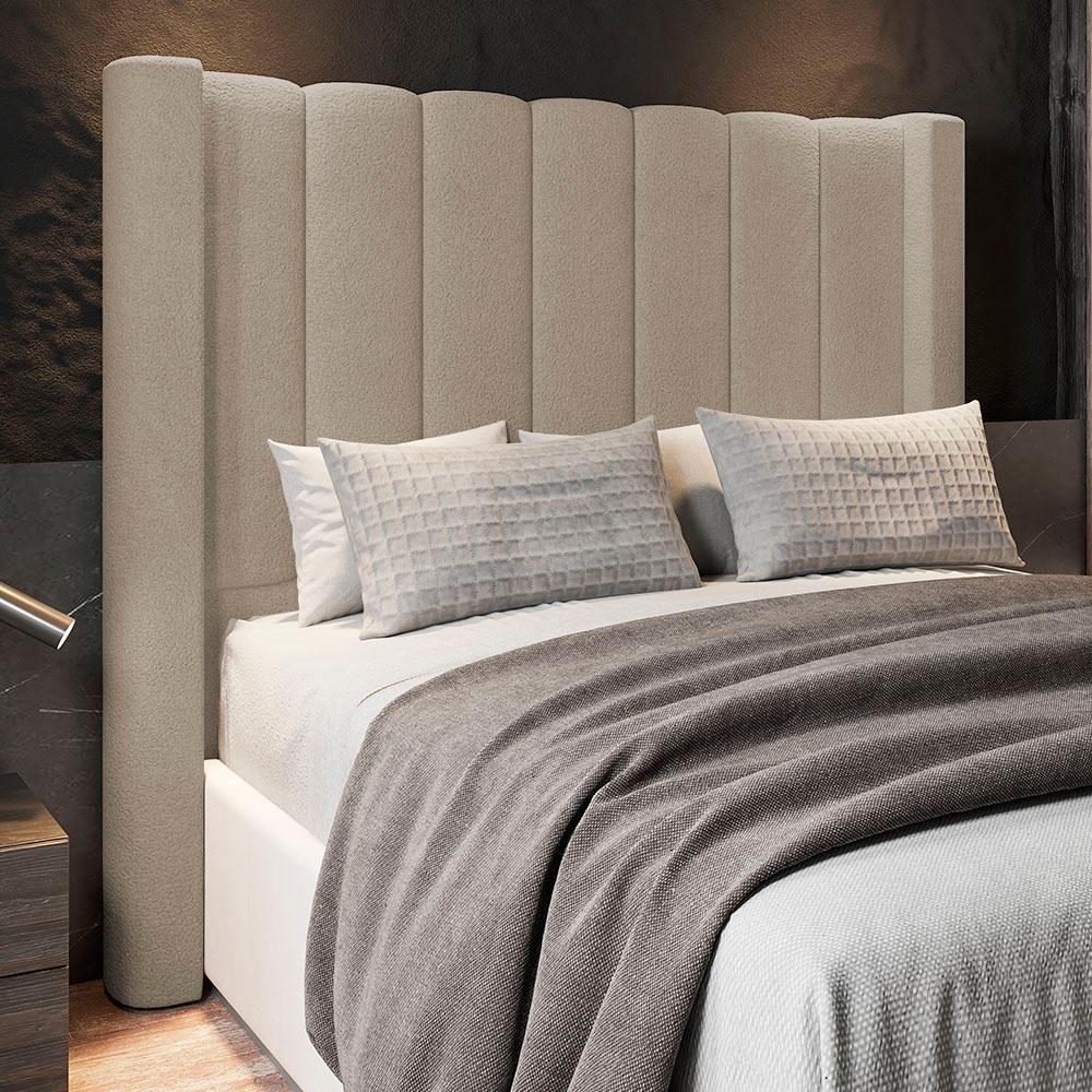 Cabeceira Casal King Cama Box 195cm Claire I02 Bouclê Capuccino - Mpozenato - 2
