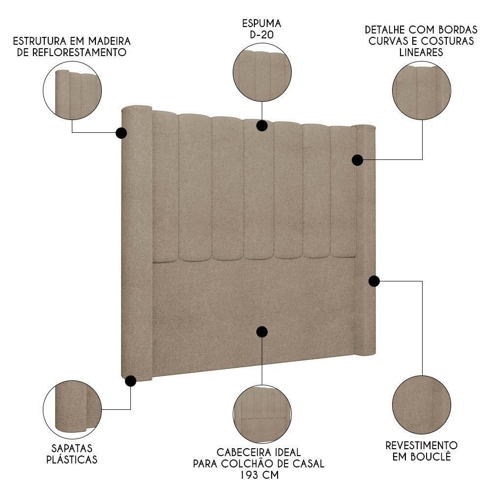 Cabeceira Casal King Cama Box 195cm Claire I02 Bouclê Capuccino - Mpozenato - 3