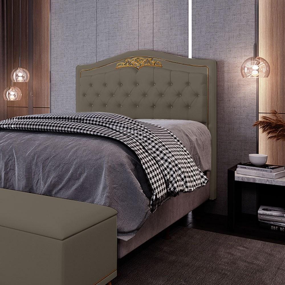 Cabeceira Cama Box Casal King 195cm Com Tachas Imperial J02 Sintético Areia - Mpozenato - 2