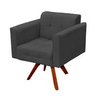 Kit 2 Poltronas Decorativas Base Madeira Giratória Ana Suede Grafite - Ibiza - 2