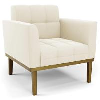 Poltrona Base Madeira Castanho Kit 2 Ana Veludo Bege - Ibiza - 8