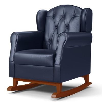 Poltrona De Amamentação Base Madeira Balanço Lucy P04 Sintético Azul Marinho - Mpozenato