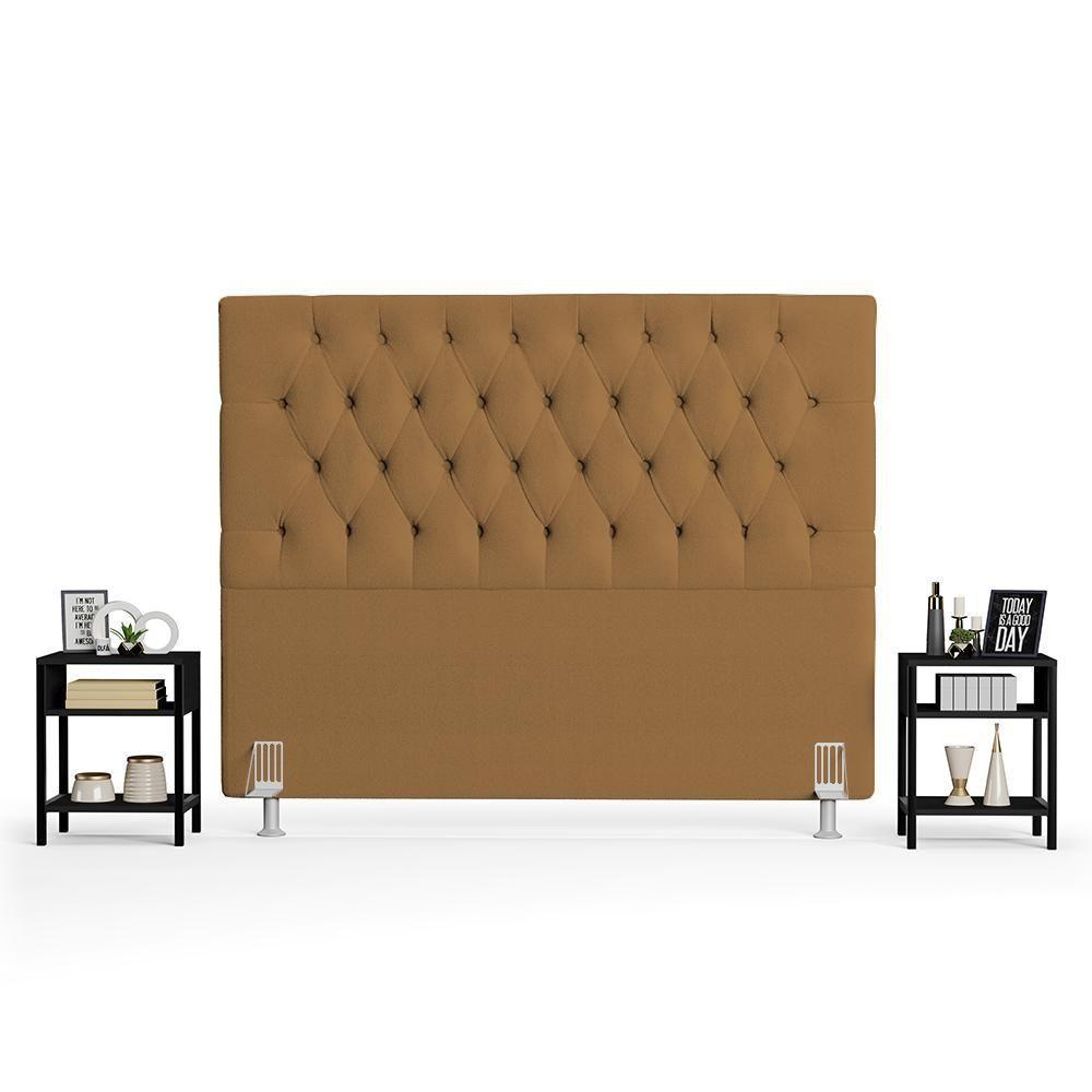 Cabeceira Casal Queen 160cm Cristal Boucle Mostarda E 2 Mesas Laterais Plaza Lc1 Preto - Mpozenato - 5
