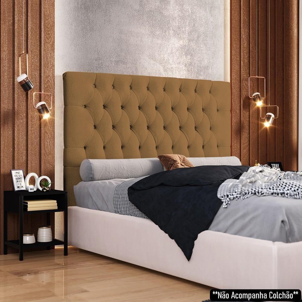 Cabeceira Casal Queen 160cm Cristal Boucle Mostarda E 2 Mesas Laterais Plaza Lc1 Preto - Mpozenato - 8