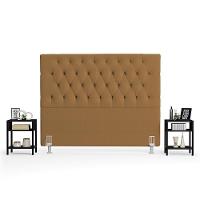 Cabeceira Casal Queen 160cm Cristal Boucle Mostarda E 2 Mesas Laterais Plaza Lc1 Preto - Mpozenato - 5