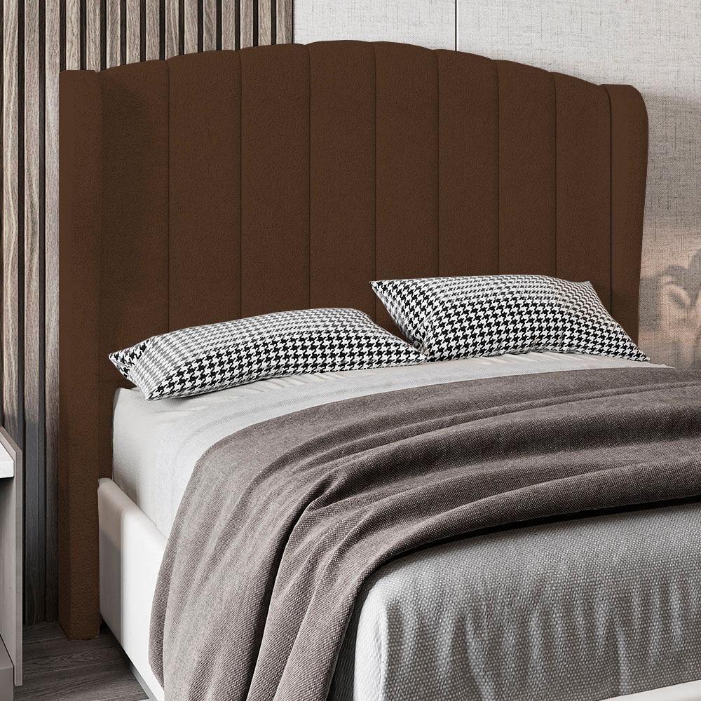 Cabeceira Casal Cama Box 140cm Glenda I02 Bouclê Marrom - Mpozenato - 2