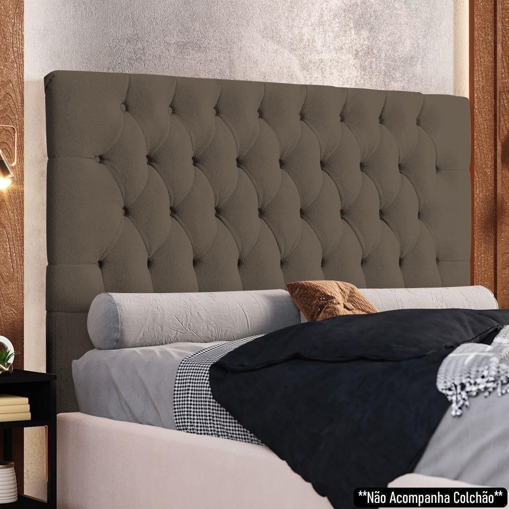 Cabeceira Casal Cama Box 140cm Cristal C16 Boucle Marrom - Mpozenato - 4