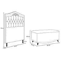 Cabeceira Cama Box Solteiro 90cm Com Calçadeira Baú Imperial J02 Veludo Bege - Mpozenato - 3