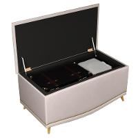 Cabeceira Cama Box Solteiro 90cm Com Calçadeira Baú Imperial J02 Veludo Bege - Mpozenato - 5