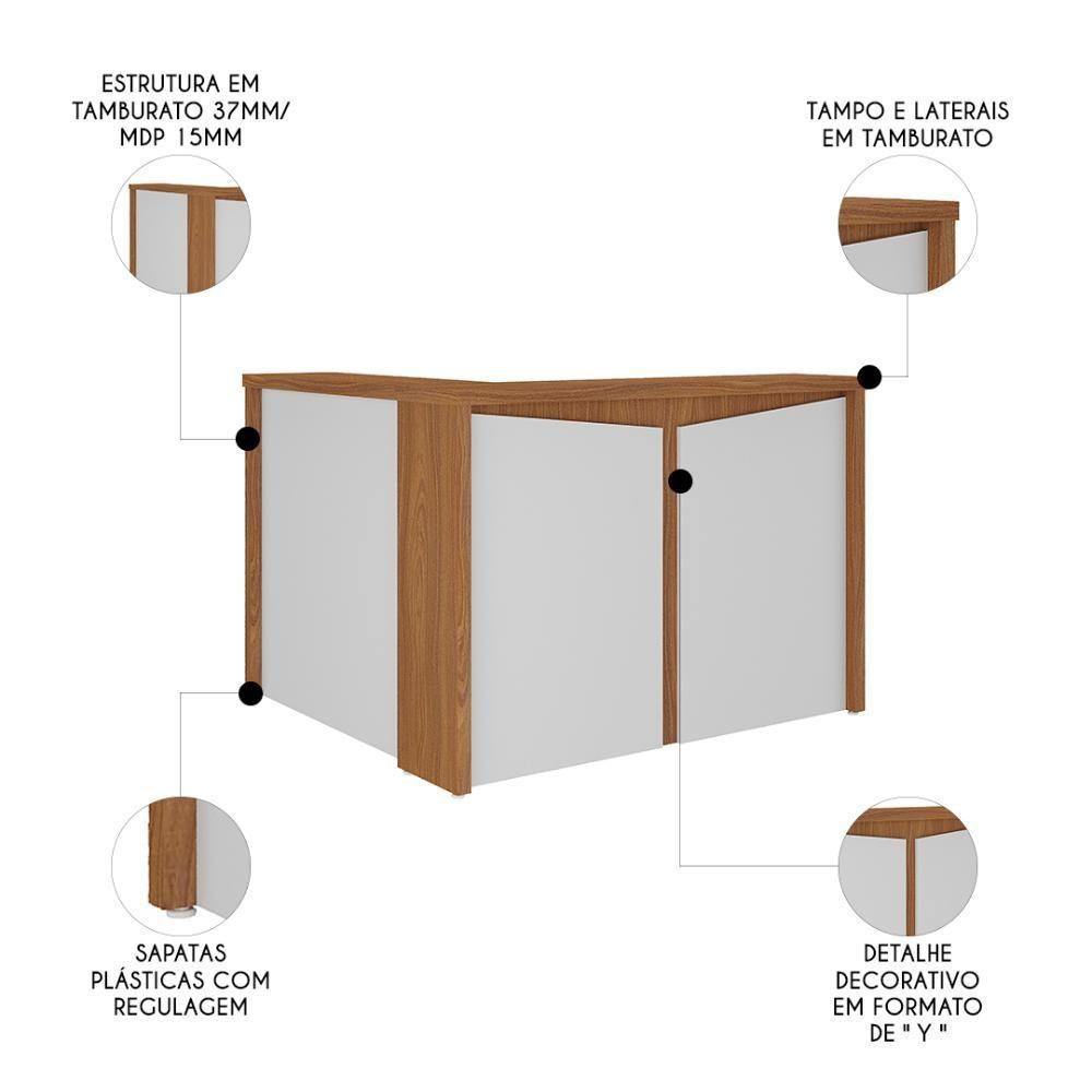 Balcão De Atendimento Recepção 135cm Corp A06 Freijó-branco - Mpozenato - 3