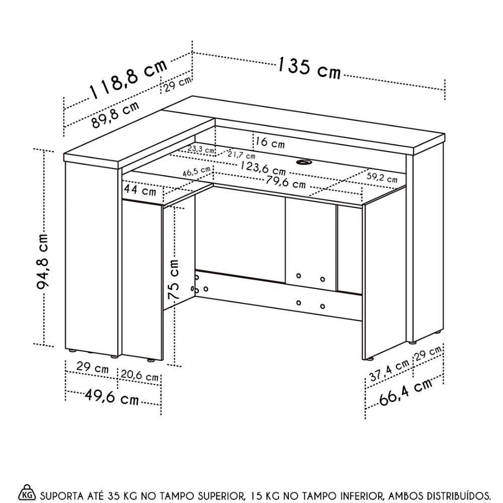 Balcão De Atendimento Recepção 135cm Corp A06 Freijó-branco - Mpozenato - 4