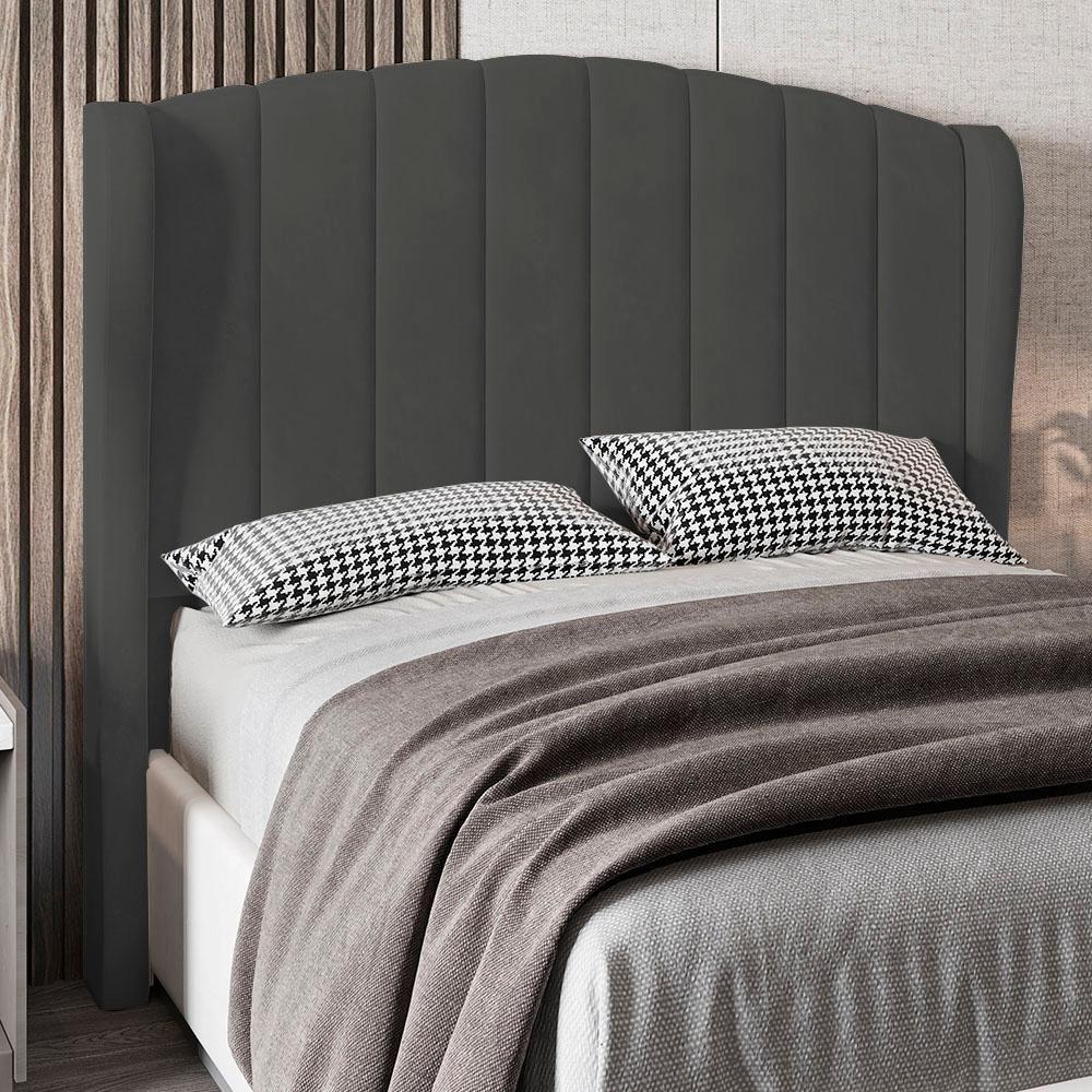 Cabeceira Casal Queen Cama Box 160cm Glenda I02 Veludo Chumbo - Mpozenato - 2