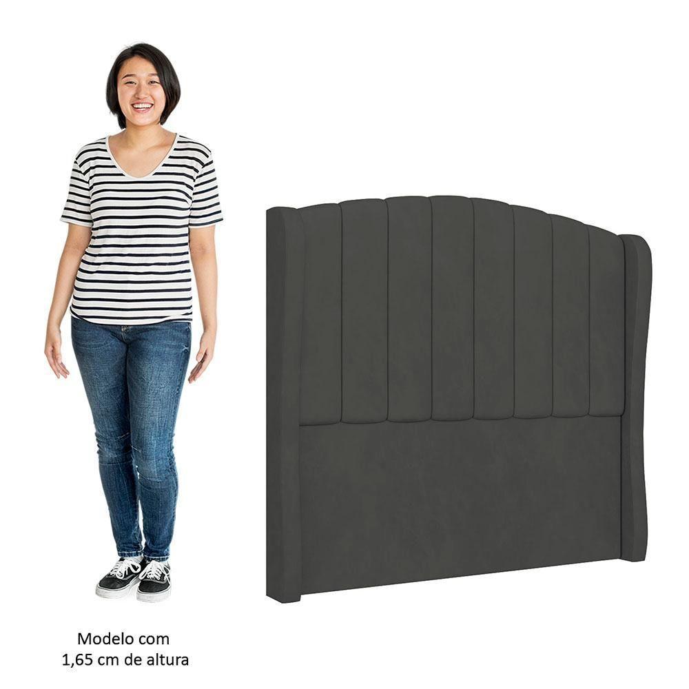 Cabeceira Casal Queen Cama Box 160cm Glenda I02 Veludo Chumbo - Mpozenato - 5