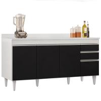 Balcão Gabinete Para Pia Com Tampo 160cm Arkansas Branco-preto - Lumil - 1