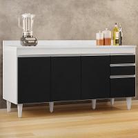 Balcão Gabinete Para Pia Com Tampo 160cm Arkansas Branco-preto - Lumil - 3