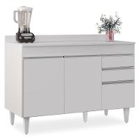 Balcão Gabinete Para Pia Com Tampo 120cm Michigan Branco - Lumil - 1