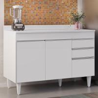 Balcão Gabinete Para Pia Com Tampo 120cm Michigan Branco - Lumil - 2