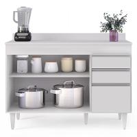 Balcão Gabinete Para Pia Com Tampo 120cm Michigan Branco - Lumil - 3