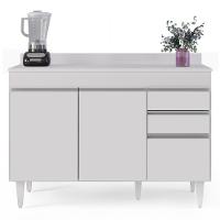 Balcão Gabinete Para Pia Com Tampo 120cm Michigan Branco - Lumil - 7