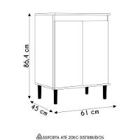 Balcão De Cozinha Com Tampo 2 Portas 61cm Italy Preto - Ej Móveis