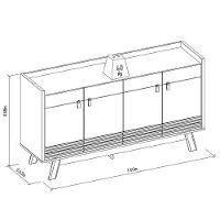 Balcão Buffet 160cm 4 Portas Pés Retrô Luzzo L06 Freijó-off White - Mpozenato