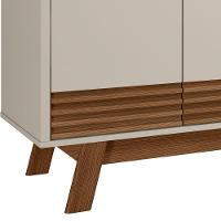 Balcão Buffet 160cm 4 Portas Pés Retrô Luzzo L06 Freijó-off White - Mpozenato - 5