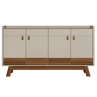 Balcão Buffet 160cm 4 Portas Pés Retrô Luzzo L06 Freijó-off White - Mpozenato - 7